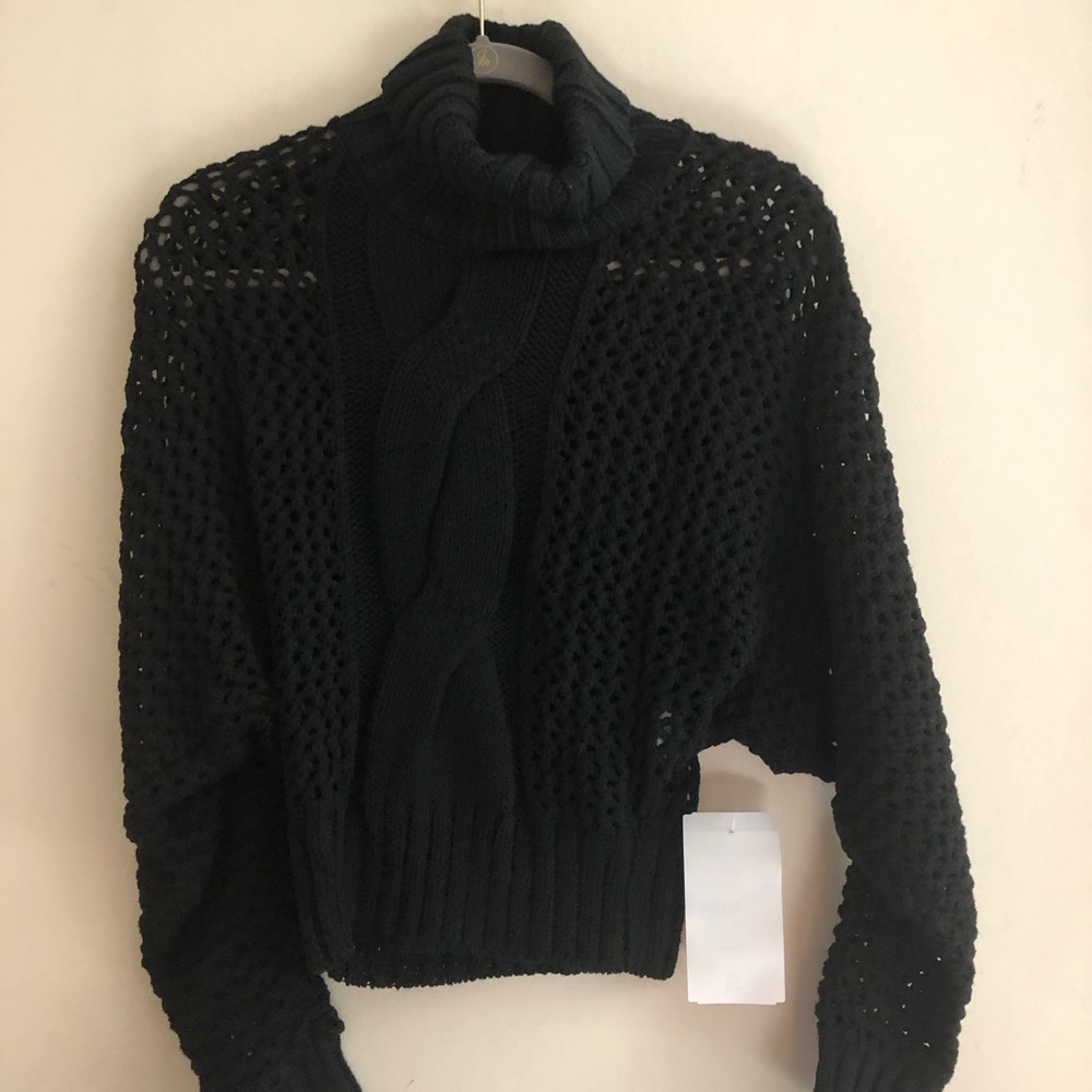Talk of the Walk - Dolman Turtleneck net cable sweater